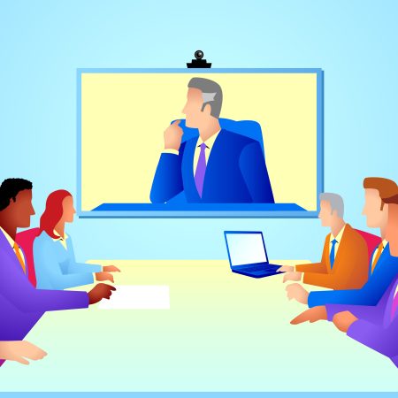 Business people having teleconference meeting